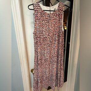 Anne Klein Sleeveless Chevron Maxi Dress in Red, Navy & Cream